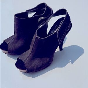 Pedro Garcia Brown Grey Peep-Toe Heels